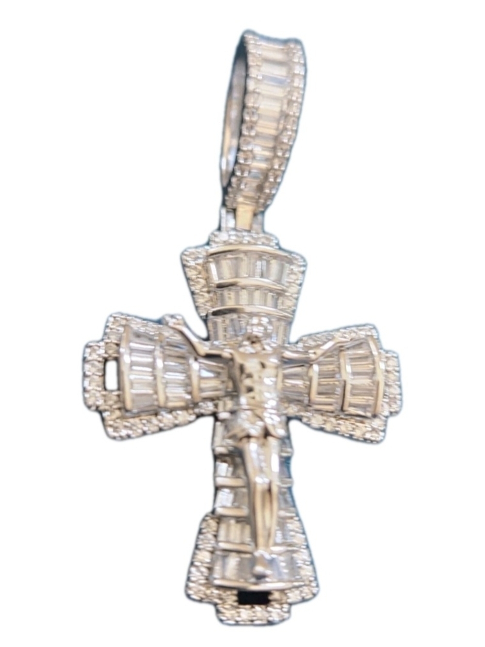 Iced Out Jesus Cross Pendant/ 925 Sterlin Silvr w Mossinite Stones NEW - Picture 11 of 12